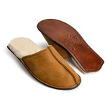 Dave's Deals Men's Sheepskin Slippers - Size 12 - Tobacco