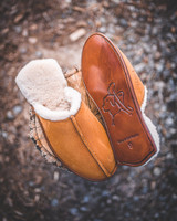 Dave's Deals Men's Sheepskin Slippers - Size 12 - Tobacco