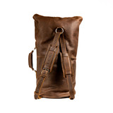 High quality dark brown full grain leather Dave's Deal Tumbled Military Duffle Bag-Dark Coffee Brown back view - Saddleback Leather