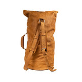 High quality tan full grain leather Dave's Deal Tumbled Military Duffle Bag-Tobacco back view - Saddleback Leather
