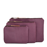 Leather Pouches - Set of Three - Plum