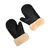 High quality the black sheepskin mittens side by side. Made by Saddleback