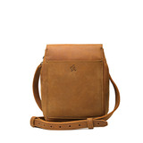 High quality back of the tan leather hobo sack purse with an adjustable strap. Made by Saddleback