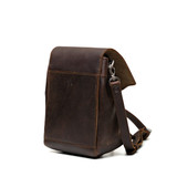 High quality backside of the dark brown leather hobo sack purse with industrial marine grade polyester thread. Made by Saddleback