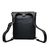 High quality another version of the straps on the black 10" tumbled drawstring leather backpack. Made by Saddleback