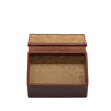 High quality inside the red brown small leather organizer box. Made by Saddleback