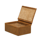 High quality the lid opened on the small tan leather organizer box that goes inside the grandfather briefcases. Made by Saddleback