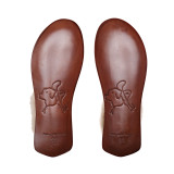 High quality tan full grain leather Dave's Deals Sheepskin Moccasins - Old Design - Size 11 - Tobacco interior view - Saddleback Leather
