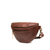 High quality the side view of the leather fanny bag in red brown color