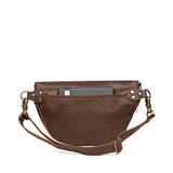 High quality the back view of the fanny leather bag in dark coffee with cell phone
