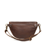 High quality the back view of the fanny leather bag in dark coffee