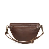 High quality the back view of the fanny leather bag in dark coffee