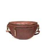 High quality the front view of the leather fanny bag in red brown