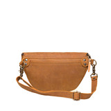 High quality the back view of the leather fanny bag in tan