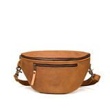 High quality the front view of the leather fanny bag in tan