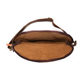 High quality the inside view of the fanny leather bag in dark coffee
