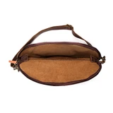 High quality the inside view of the fanny leather bag in dark coffee