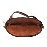 High quality the inside view of the leather fanny bag in red brown