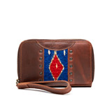 High quality front view of the Lantia Thin leather wallet in red brown