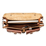High quality light tan suede interior of a leather briefcase