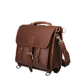 High quality red brown leather briefcase with no breakable parts.