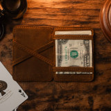 High quality leather magic wallet for front pockets by Saddleback.