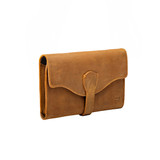 High quality front side of On The Go Leather Wallet in tan (light tan) leather.