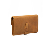 High quality back side of On The Go Leather Wallet in tan (light tan) leather.