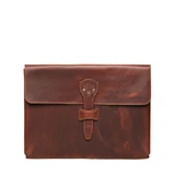 High quality the front of the red brown leather document holder that fits a 16" laptop. Made by Saddleback