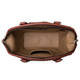 High quality inside of the image of the red brown colored Dovetail leather Satchel