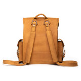 High quality this tan brown leather backpack is comfortable on the backside