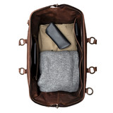 This is the inside compartment of the double compartment duffle in dark coffee