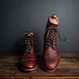 High quality saddleback Leather boots in Oxblood color.