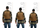 High quality size comparison of the squared leather backpack from the back.