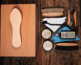 High quality flat layout of the complete shoe shine kit