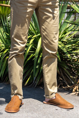 This is a lifestyle image of the slip on shoes