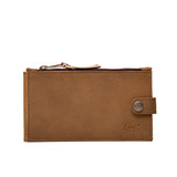High quality the Leather Long Wallet in tan showing front view