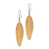 Suzette's Steals Leather Feather Earrings - Gold