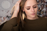 Suzette's Steals Leather Feather Earrings - Gold