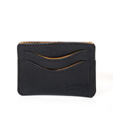 High quality front view of the Newton front pocket leather wallet in black