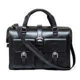 High quality front view of the Blackstone Barrister leather Briefcase in black