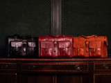 High quality lifestyle image of all the Blackstone Barrister leather Briefcases
