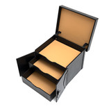 High quality open view of the Churchill leather Case in black