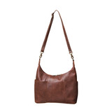 High quality womens hobo leather purse in red brown hanging