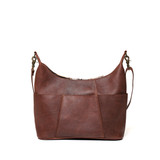 High quality womens hobo leather purse in red brown back