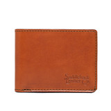 High quality front view of the William Penn Bifold leather Wallet in tan