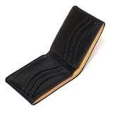 This is the open view of the William Penn Bifold Wallet in Black
