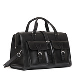 High quality side view of the Wesley Deep Pocket Duffle in Italian Black Leather