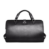 This is the back view of the Wesley Deep Pocket Duffle in Italian Black Leather