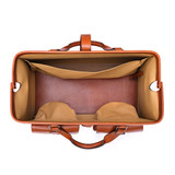 This is the inside view of the Wesley Deep Pocket Duffle in Italian Tan Leather